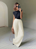 Yipinpay Beige Pleated Wide Leg Pants Womens Pants Fashion 2023 Casual Loose Trousers Office Lady Elegant Long Palazzo Pants