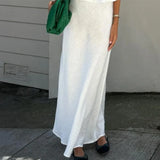 Yipinpay Lace-up Tank Top Skirts Set Women Sleeveless O-neck Ruffles Shirt Long Skirt 2024 Summer New Chic Lady Elegant Outfits