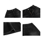 Yipinpay Black Low Waist Washed Denim Short Pants Women Retro Fashion Casual Loose Fit Y2K Streetwear Wide Leg Jeans 2024 Summer