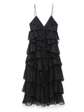 Yipinpay Black Backless Dress Woman Ruffle Long Dress Women Ruched Slip Midi Sexy Dresses Ladies 2023 Christmas Night Party Dresses