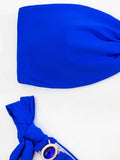 Yipinpay Bikini Sexy Swimsuit Bikini Set Bandeau Women Swimwear Thong Shining Bathing Suits Swimming Suits Blue Beachwear