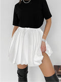 Yipinpay MO 2023 Summer Satin Skirt A-line Short Skirt Women's Commuter White Mini Pleated Skirt Official Ladies Black Skirt