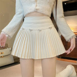Yipinpay Mini Skirts Women Vintage Bow High Waist Slim Preppy Style Pleated Skirt Girl Fashion Streetwear Sweet Culottes