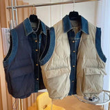 Yipinpay Coats Denim Shirt Patchwork Fake Two Black Vest for Women Y2k Waistcoat 2023 Chaleco Mujer Cotton Top Parkas Jacket Unisex