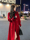 Yipinpay Temperament Ladies High-end Suit-style Woolen Coat Women's Autumn and Winter New Mid-length Single-breasted Design Woolen Coat