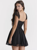 Yipinpay Elegant Party Dresses for Women Y2k Clothes Sexy Summer Daily Rave Outfits New Lovely Lace Patchwork Short Dresses