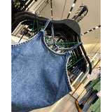 Yipinpay New Fashion Women's Vest Outerwear American Spicy Girl Sexy Tank Top Hanging Neck Denim Camisole Street Slim Fit Crop Top