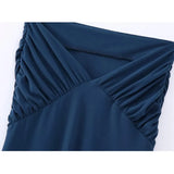 Yipinpay Ruched Long Skirts For Women Fashion 2023 Nvay Blue High Waist Skirt Woman Summer Midi Slit Skirt Elegant Women's Skirts