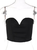 yipinpay Top Black Top Women Diamond Strapless Crop Top Summer Clothes 2023 Camis Top Streetwear Solid Backless Sexy Tank Top