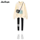 Yipinpay Women's 2024 Autumn Winter New Loose Sweater High Waist Slim Fit Shark Pants Two Piece Korean Elegant Tracksuit Matching Set