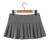 Yipinpay Y2K Pinstripe Pleated Mini Skirt Women Sexy Low Waist Short Skater Skirts Jupe