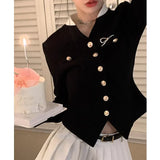 Yipinpay Girl Sweater Jacket Women's Autumn All-match Slim College Style Suit Old Money Style Short Blouse Skirt Two-piece Suit