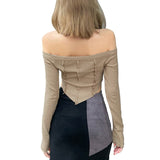 Yipinpay Women Sexy T-shirts Crop Top Autumn Winter 2023 Clothing Vintage Harajuku 2000s Clothes y2k Long Sleeve Top Streetwear Club