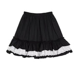 Yipinpay Mall Goth Gothic Lace Ruffle Mini Skirts Womens Harajuku Fairy Grunge Black Pleated Skirt Japanese Lolita Streetwear