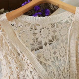 Yipinpay thin shawl with new solid color lace camisole jacket, women's cardigan, hollowed out knit sweater
