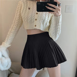 Yipinpay Elegant Woolen Pleated Mini Skirt Women Cute Autumn Winter 2023 Korean Fashion High Waist Solid A-line Sexy Short Skirts