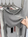 Yipinpay Summer New Short Hooded Hollow Knitwear Women's Thin Long sleeved Loose Top Sunscreen Cover
