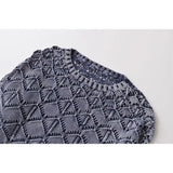 Yipinpay Vintage Women Round Neck Long Sleeve Washed Effect Knit Sweater Autumn Ladies Crop Pullover