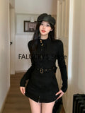 Yipinpay Mid-length Stand-up Collar Slim Jacket Elegant Deerskin Velvet Belt Waisted Long-sleeved Women's Trench Coat Jacket New