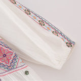 Yipinpay Embroidery Long Dress Women Summer Boho Loose Women's Dress 2023 Long Sleeve Beach Casual Dresses Ruched Elegant Dresses