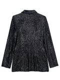Yipinpay Black Sequin Blazer Woman Tailoring Glitter Blazer Women Fashion Office Elegant Womens Jackets Winter Women's Formal Jacket