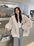 Yipinpay Autumn Winter Loose Casual Hairy Shaggy Soft Warm Faux Fur Coat Women with Hood Long Sleeve Korean Fashion 2023