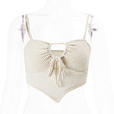 yipinpay Top Corset Women Hollow Out Camis Sleeveless Drawstring Crop Top Slim Female Clothing Aesthetic Streetwear Tops