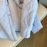 Yipinpay Striped Shirt Jacket Turn-down Collar Single Breasted Argyle Quilted Coat Autumn 2023 Korean Casual Parkas Puffer Tops