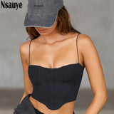 yipinpay Women Sleeveless T Shirt Strap Corset Cropped Vest Tops Sexy Club Y2K White Black Backless Skinny Short Tank Top 2023