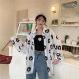 Yipinpay Jacket Women 2024 Summer New Casual Fashion Wild Loose Small Daisy Thin Long-sleeved Chiffon Sunscreen