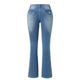 Yipinpay New Women's Stretch Boot Cut Jeans Fashion Slim Fit Hip-Lifting Denim Flared Pants Casual Women's Trousers