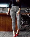 Yipinpay Woman Dress Pants Zipper Fly Geo Print Skinny Pants 2023 New Casual All-Match Female Work Clothing 0406