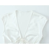 Yipinpay New Fashion Women Satin Short Dress Sexy Sleeveless V Neck Female A-line Summer Tank Dresses