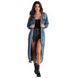 Yipinpay Size S-3xl Fashion Denim Coat Women Single Breasted Cardigan Jacket Women'S Ripped Long Sleeve Denim Trench Coat
