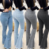 Yipinpay New Women High Waist Boot Cut Jeans Fashion Slim Denim Flared Pants Street Casual Trousers S-3XL Drop Shipping