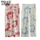 Yipinpay 2023 Women Skirt Tie Dye Summer Long Skirts For Women Fashion 2023 High Waist Midi Skirt Vintage Elegant Women's Skirts