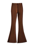 Yipinpay Solid Knitted High Waist Flare Pants For Women Ribbed Casual Leggings Female Stretchy Bodycon Trousers Fashion Streetwear