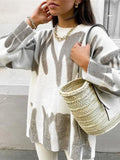 Yipinpay New Tie-Dye Knit Women's Oversize Sweater Pullovers Long Sleeve Y2k Casual 2024 Winter Streetwear Loose Pull Femme Jumper