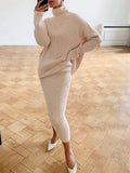 Yipinpay Knitted 2 Piece Outfit Set Casual Long Sleeve Sweater Top And Pencil Long Skirts Elegant Autumn Two Piece Sweater Sets