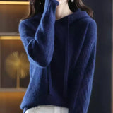 Yipinpay autumn and winter 2024 hooded knitwear fried dough twist sweater long sleeve women loose pullover knitting sweater
