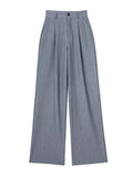 Yipinpay New Women Fashion Front Pleat Casual Straight Pants Office Ladies High Waist Pockets Full Length Trousers Mujer