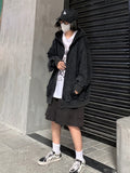 Yipinpay Washed Distressed Hoodies Streetwear Women Grunge Gothic Oversize Long Sleeve Zip Up Hoodie Vintage Couple Cardigan