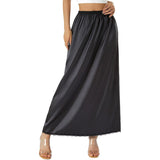 Yipinpay Women Half Slip Underskirt Summer Fall y2k Clothes Solid Color Elastic Waist Inner Lining Midi Skirt Long Underskirt for Ladies