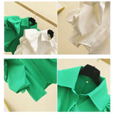 Yipinpay Sleeved Chiffon Short Sleeved Shirt Blusas Mujer Casual Crop Top New White Shirts Camisa Feminina Blusas Mujer De Moda