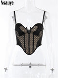 yipinpay Y2K Summer Female Crop Top 2023 Fashion Hollow Out Sexy Club Skinny Mini Corset Tank Tops Streetwear Party Women Outfits