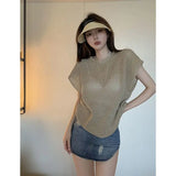 Yipinpay Short Sleeved Top with Hollowed Out Top Paired with Summer Thin and Oversized Sun Protection Clothing for Women