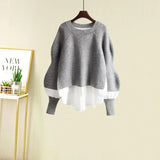Yipinpay Women's Spring Autumn New Fashion Fake Two Piece Knit Sweater+Strap A-line Skirt Suit Korean Elegant Pullover Dress Matching Set