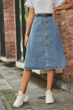 Yipinpay Sale New Summer Denim Skirts For Women Fashion Slim Mid Length Jeans Button A-Line Skirts Street Casual Female Clothing