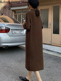 Yipinpay Vintage Long Knitted Dress Women Autumn Elegant Warm Black Sweater Dress Female Casual Bodycon Chic Fashion Y2k Dress New