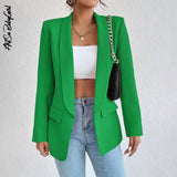 yipinpay Red Blazers Women Long Sleeve Suits Coat High Street Solid Color Outwear Outfits Slim Women Blazers and Jackets Veste Femme